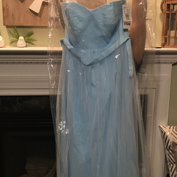 David’s bridal light blue long braid maid dress. - Picture 3 of 6
